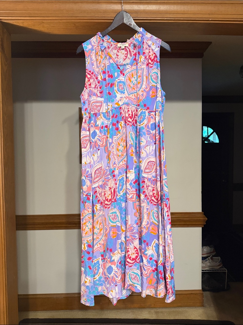 Umgee Sleeveless Paisley Maxi Dress in Pink & Blue